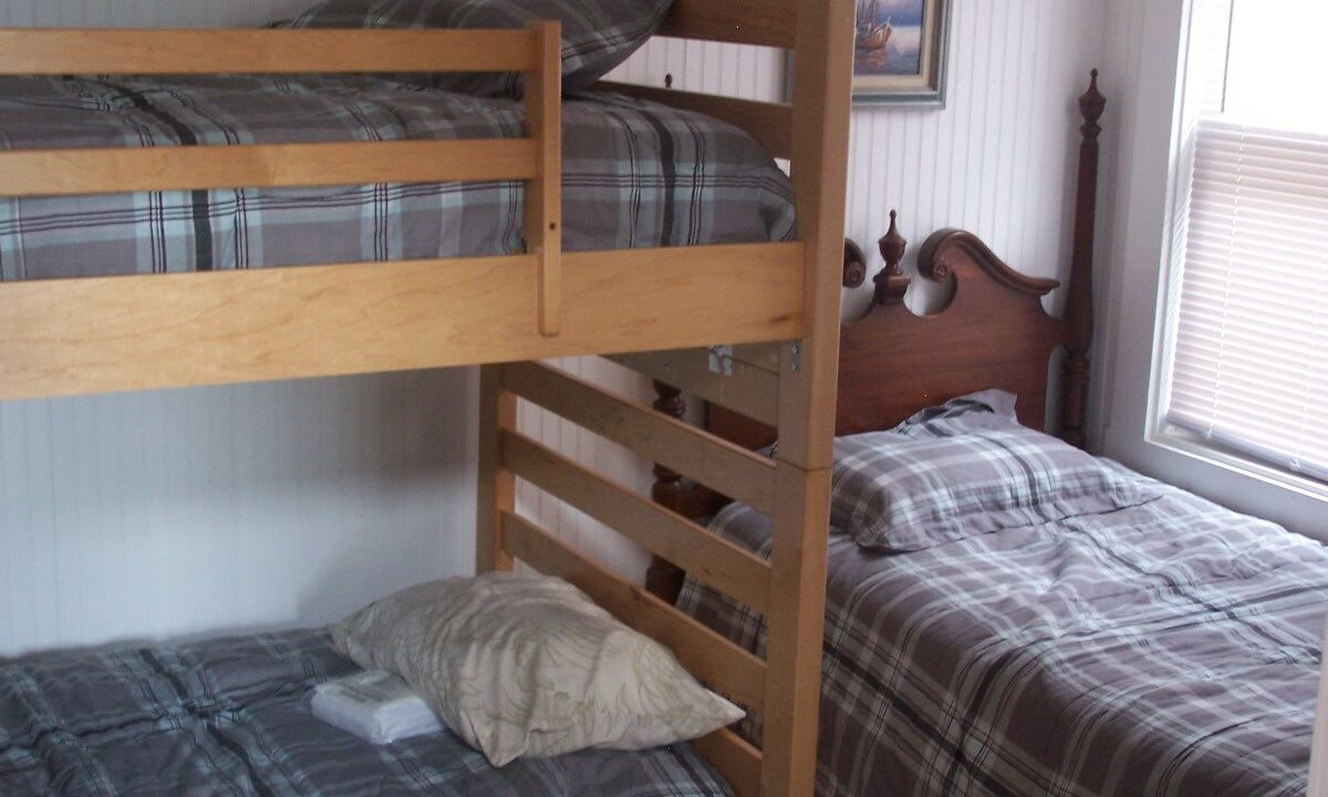 a couple of bunk beds sitting next to each other.