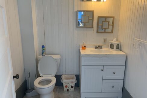 a white toilet sitting next to a white sink.