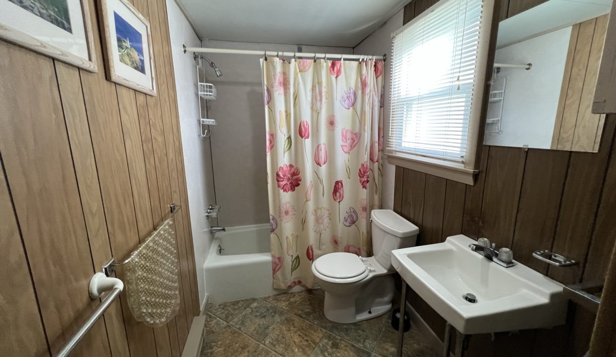 a bathroom with a sink, toilet, and shower.