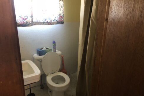 a bathroom with a toilet and a sink.