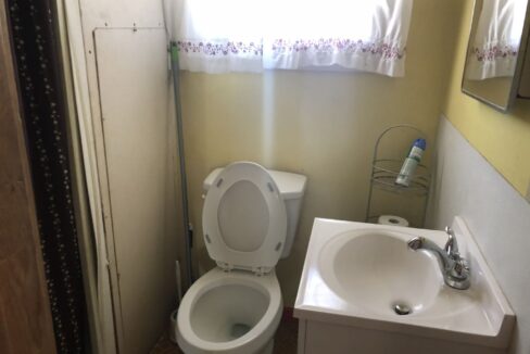 a white toilet sitting next to a white sink.