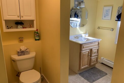 a white toilet sitting next to a bathroom sink.