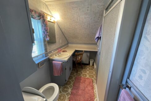 a bathroom with a toilet and a sink.