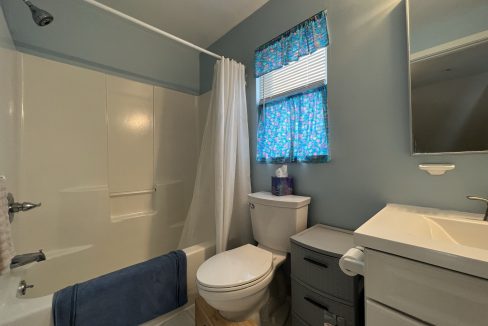 a white toilet sitting next to a bath tub.