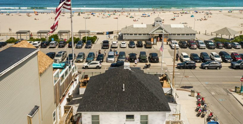 a view of a beach from a high point of view.