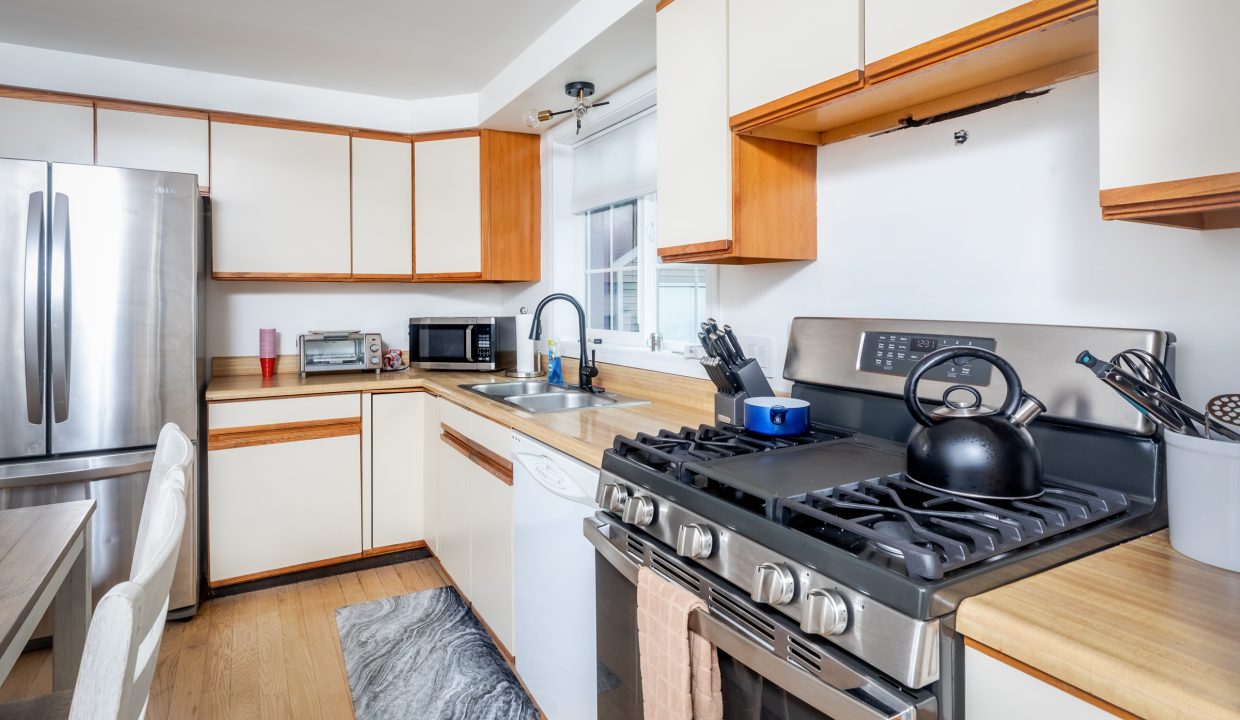 A stove in a kitchen.